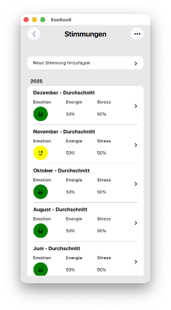 Screenshot 2: Übersicht Emotionen